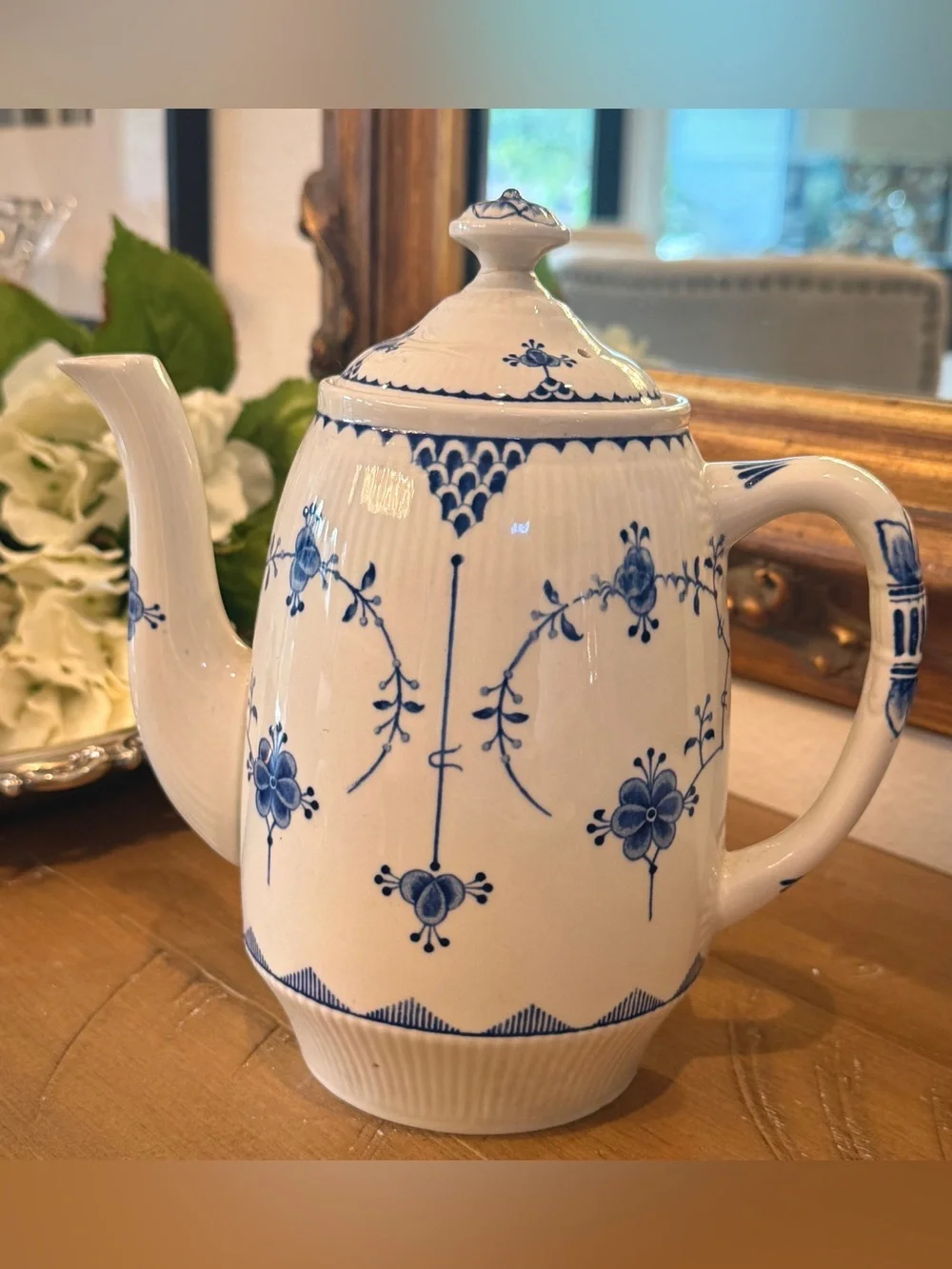 Antique Furnivals Denmark Blue Coffee Tea Pot England